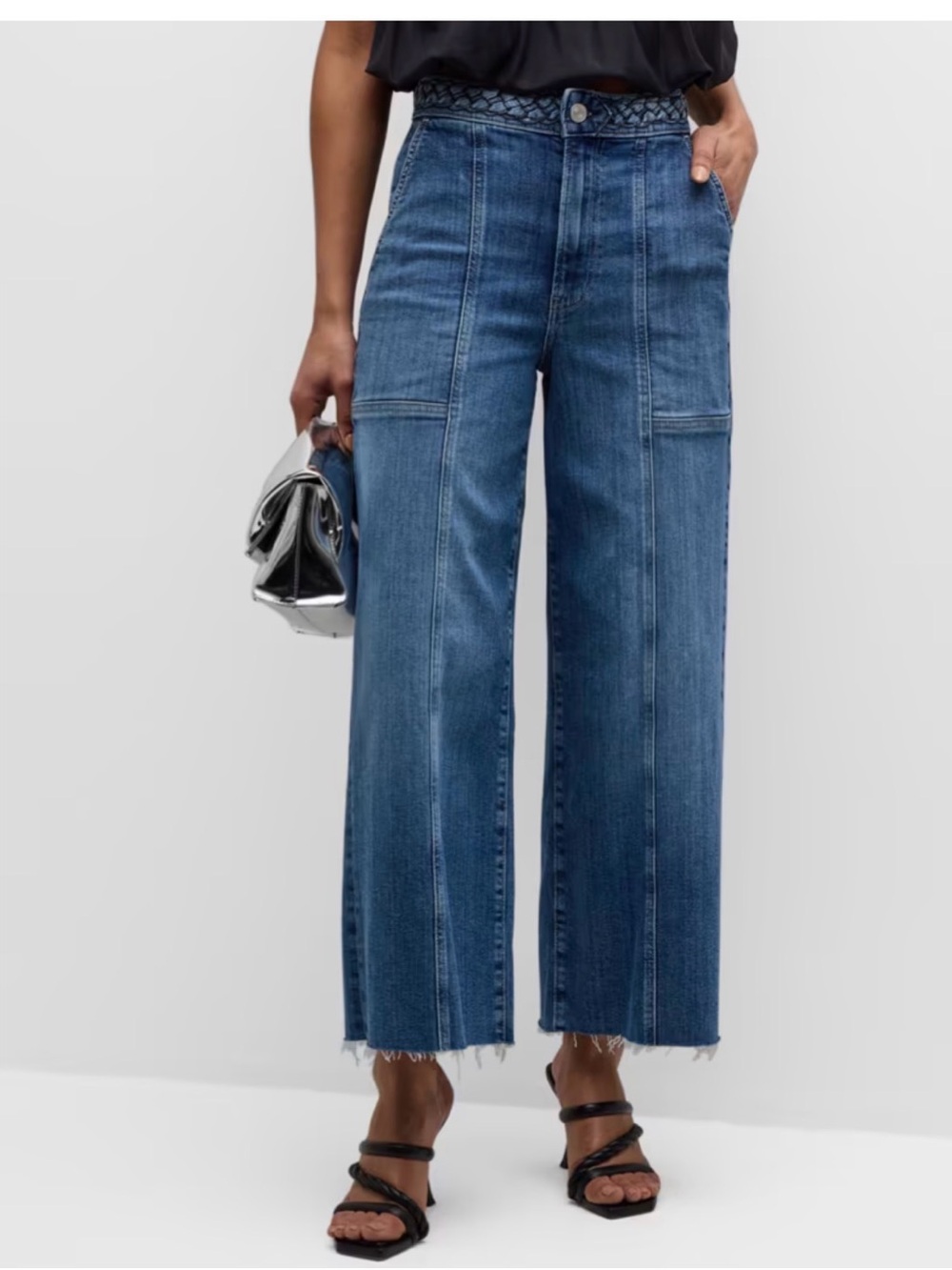 FRAME Denim Braided Wide Crop Jeans
